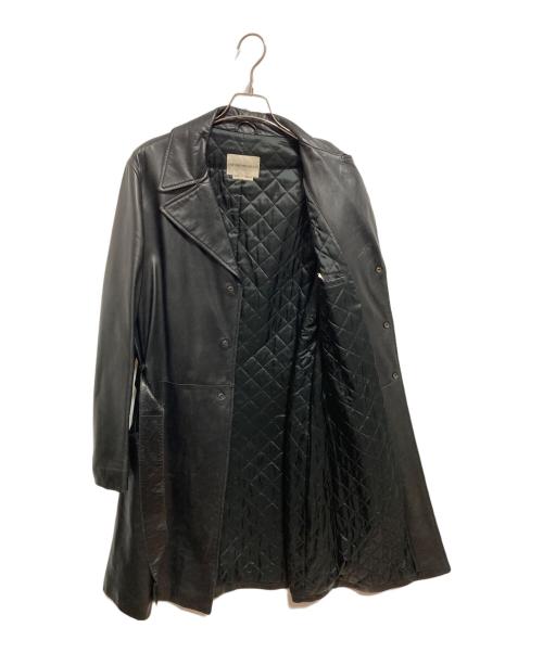 EMPORIO ARMANI（エンポリオアルマーニ）EMPORIO ARMANI (エンポリオアルマーニ) レザートレンチコート ブラック サイズ:48の古着・服飾アイテム
