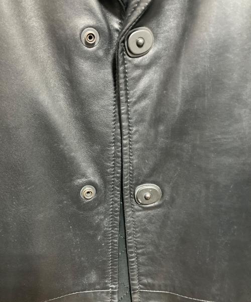 EMPORIO ARMANI（エンポリオアルマーニ）EMPORIO ARMANI (エンポリオアルマーニ) レザートレンチコート ブラック サイズ:48の古着・服飾アイテム