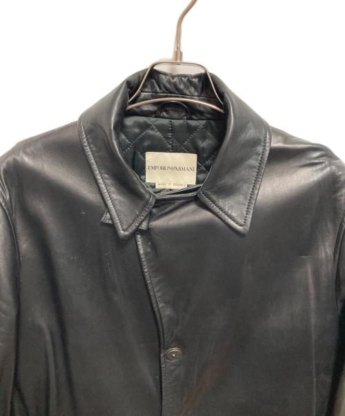 EMPORIO ARMANI（エンポリオアルマーニ）EMPORIO ARMANI (エンポリオアルマーニ) レザートレンチコート ブラック サイズ:48の古着・服飾アイテム