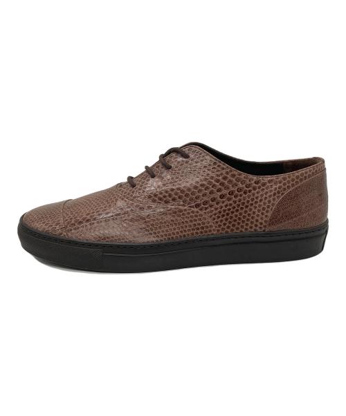 GIORGIO ARMANI（ジョルジョアルマーニ）GIORGIO ARMANI (ジョルジョアルマーニ) スネーク柄レザーシューズ ブラウン サイズ:SIZE 43の古着・服飾アイテム