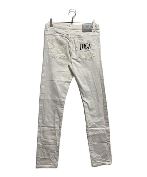 Dior（ディオール）Dior (ディオール) ポケットロゴ刺繍ボタンフライスキニーデニムパンツ ホワイト サイズ:W30の古着・服飾アイテム