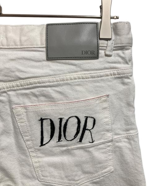 Dior（ディオール）Dior (ディオール) ポケットロゴ刺繍ボタンフライスキニーデニムパンツ ホワイト サイズ:W30の古着・服飾アイテム
