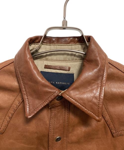 BANANA REPUBLIC（バナナリパブリック）BANANA REPUBLIC (バナナリパブリック) ラムレザーウエスタンシャツ ブラウン サイズ:Mの古着・服飾アイテム