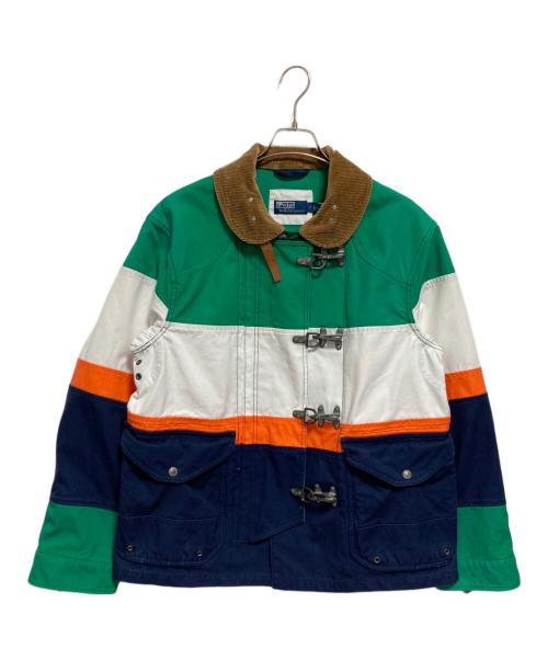 POLO RALPH LAUREN（ポロ・ラルフローレン）POLO RALPH LAUREN (ポロ・ラルフローレン) The Color-Blocked Canvas Jacket グリーン×ホワイト サイズ:Mの古着・服飾アイテム