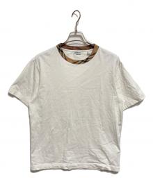 BURBERRY（バーバリー）の古着「ノバチェックトリムコットンTシャツ」｜ホワイト