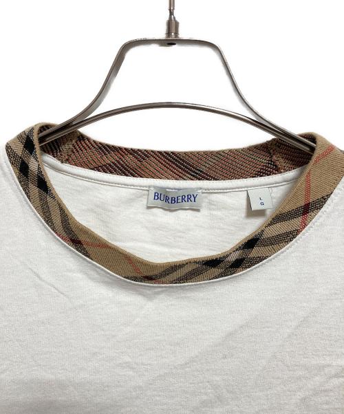 BURBERRY（バーバリー）BURBERRY (バーバリー) ノバチェックトリムコットンTシャツ ホワイト サイズ:Lの古着・服飾アイテム