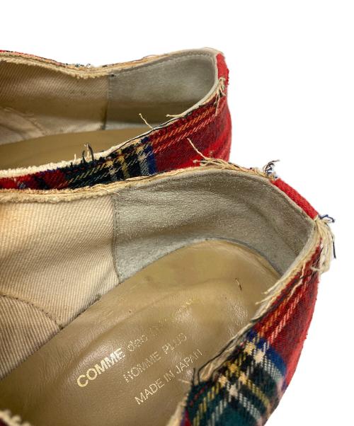 COMME des GARCONS HOMME PLUS（コムデギャルソンオムプリュス）COMME des GARCONS HOMME PLUS (コムデギャルソンオムプリュス) タータンチェックシューズ レッド サイズ:25の古着・服飾アイテム