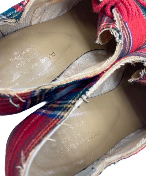 COMME des GARCONS HOMME PLUS（コムデギャルソンオムプリュス）COMME des GARCONS HOMME PLUS (コムデギャルソンオムプリュス) タータンチェックシューズ レッド サイズ:25の古着・服飾アイテム