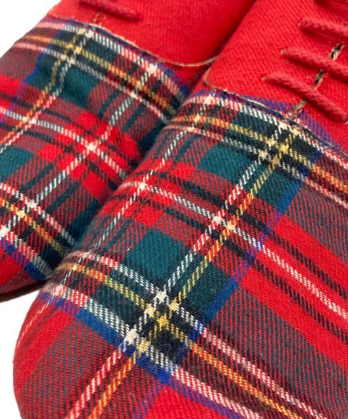 COMME des GARCONS HOMME PLUS（コムデギャルソンオムプリュス）COMME des GARCONS HOMME PLUS (コムデギャルソンオムプリュス) タータンチェックシューズ レッド サイズ:25の古着・服飾アイテム