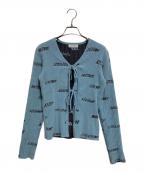 MAISON SPECIALメゾンスペシャル）の古着「Logo Jacquard Velor Rib Cardigan」｜ブルー
