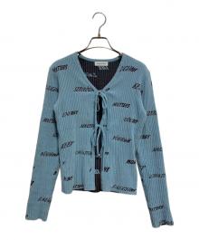 MAISON SPECIAL（メゾンスペシャル）の古着「Logo Jacquard Velor Rib Cardigan」｜ブルー