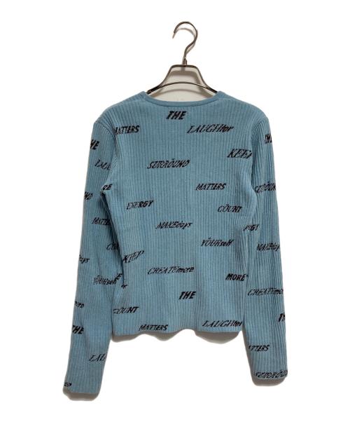 MAISON SPECIAL（メゾンスペシャル）MAISON SPECIAL (メゾンスペシャル) Logo Jacquard Velor Rib Cardigan ブルー サイズ:FREEの古着・服飾アイテム