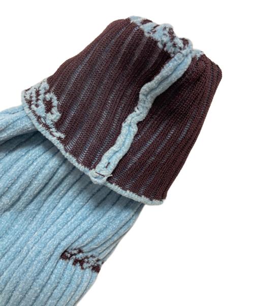 MAISON SPECIAL（メゾンスペシャル）MAISON SPECIAL (メゾンスペシャル) Logo Jacquard Velor Rib Cardigan ブルー サイズ:FREEの古着・服飾アイテム