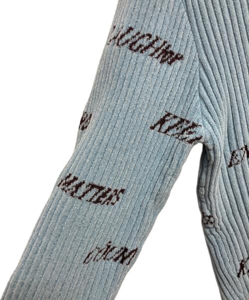 MAISON SPECIAL（メゾンスペシャル）MAISON SPECIAL (メゾンスペシャル) Logo Jacquard Velor Rib Cardigan ブルー サイズ:FREEの古着・服飾アイテム