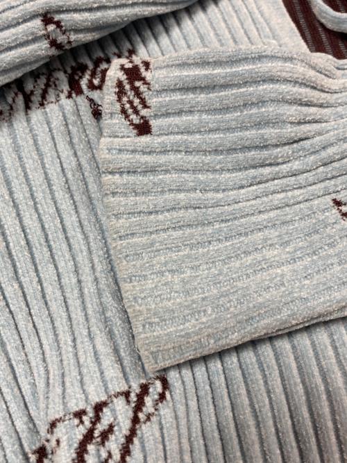 MAISON SPECIAL（メゾンスペシャル）MAISON SPECIAL (メゾンスペシャル) Logo Jacquard Velor Rib Cardigan ブルー サイズ:FREEの古着・服飾アイテム