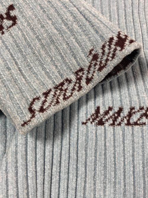 MAISON SPECIAL（メゾンスペシャル）MAISON SPECIAL (メゾンスペシャル) Logo Jacquard Velor Rib Cardigan ブルー サイズ:FREEの古着・服飾アイテム