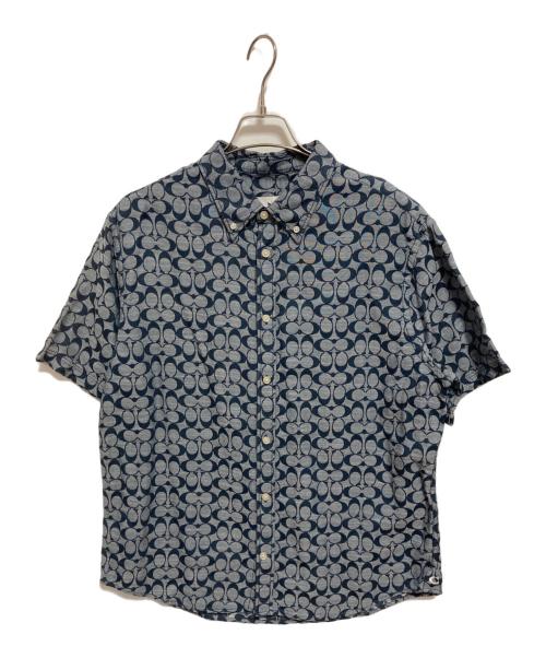 COACH（コーチ）COACH (コーチ) シグネチャー柄シャツ ブルー サイズ:Lの古着・服飾アイテム