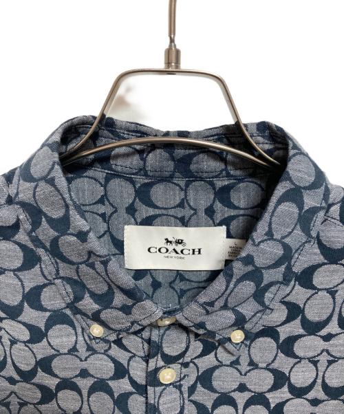 COACH（コーチ）COACH (コーチ) シグネチャー柄シャツ ブルー サイズ:Lの古着・服飾アイテム