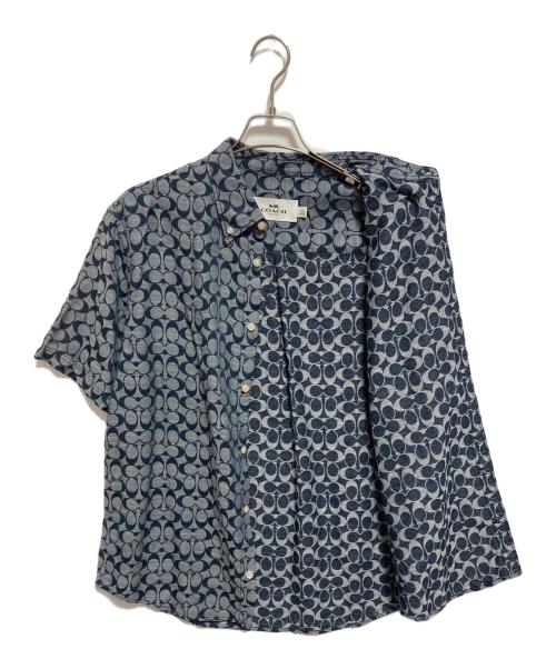 COACH（コーチ）COACH (コーチ) シグネチャー柄シャツ ブルー サイズ:Lの古着・服飾アイテム