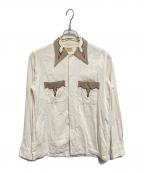 sandhurstサンドハースト）の古着「50ー60s ギャバジン刺繍シャツ」｜ベージュ