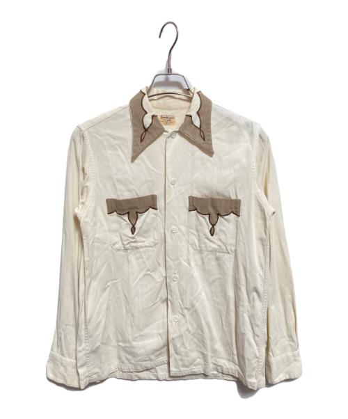 sandhurst（サンドハースト）SANDHURST (サンドハースト) 50ー60s ギャバジン刺繍シャツ ベージュ サイズ:S (14 1/2)の古着・服飾アイテム
