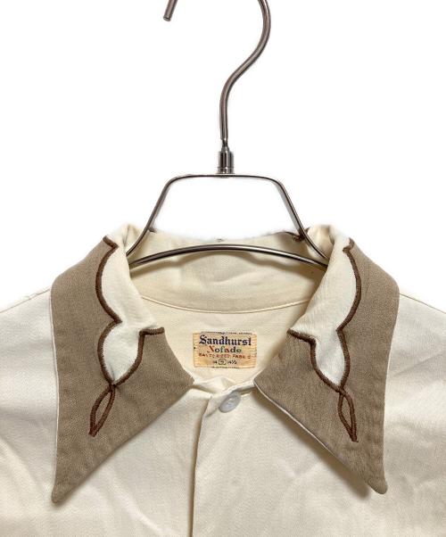 sandhurst（サンドハースト）SANDHURST (サンドハースト) 50ー60s ギャバジン刺繍シャツ ベージュ サイズ:S (14 1/2)の古着・服飾アイテム