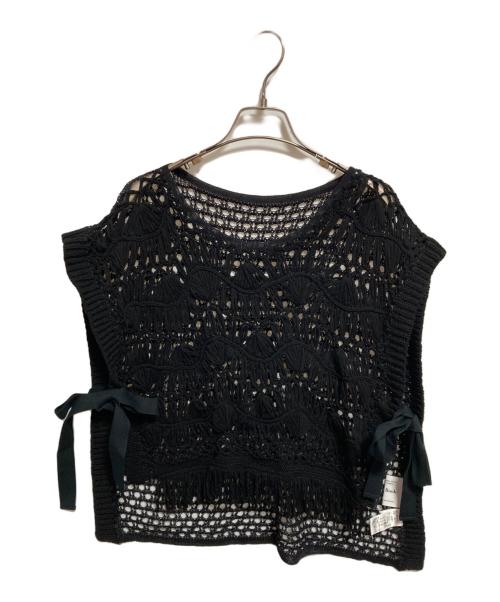 Scrap Book（スクラップブック）Scrap Book (スクラップブック) クロシェニットベスト ブラック サイズ:38の古着・服飾アイテム