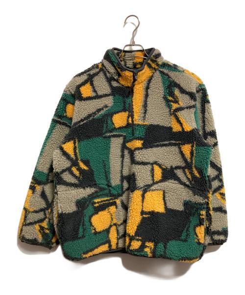 stussy（ステューシー）stussy (ステューシー) BLOCK SHERPA PULLOVER ジャケット ベージュ×グリーン サイズ:Mの古着・服飾アイテム