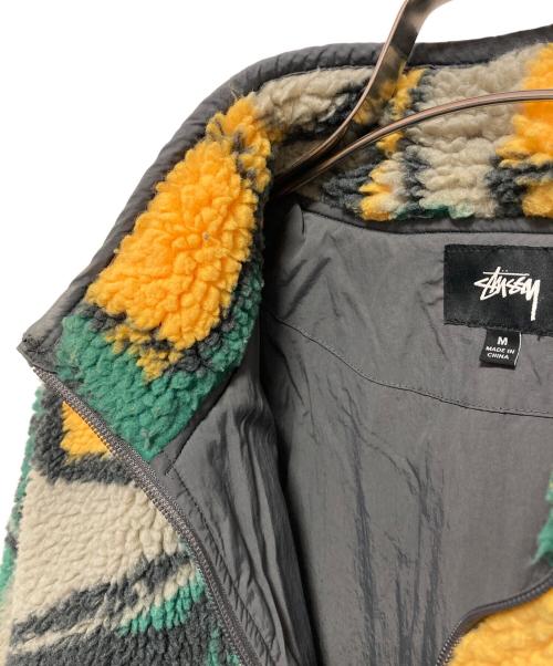 stussy（ステューシー）stussy (ステューシー) BLOCK SHERPA PULLOVER ジャケット ベージュ×グリーン サイズ:Mの古着・服飾アイテム