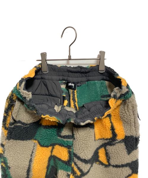 stussy（ステューシー）stussy (ステューシー) Block Sherpa Pant ベージュ×グリーン サイズ:Sの古着・服飾アイテム