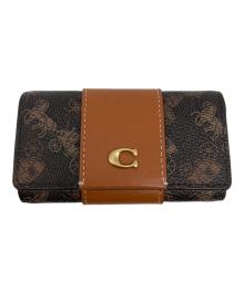 COACH（コーチ）の古着「エッセンシャル 6 リング キー ケース・ホース アンド キャリッジ プリント」｜ブラウン