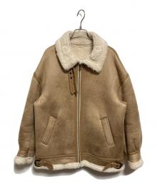 BEAUTY&YOUTH（ビューティーアンドユース）の古着「フェイクボアムートン ビッグ B-3 ブルゾン」｜ベージュ