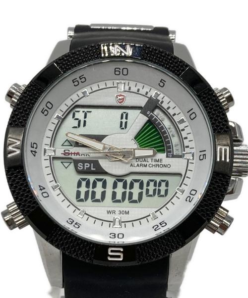 SHARK（シャーク）Shark (シャーク) Mens Alarm LCD Dual Time Chronograph Black Army Military Sport Wrist Watch ホワイトの古着・服飾アイテム