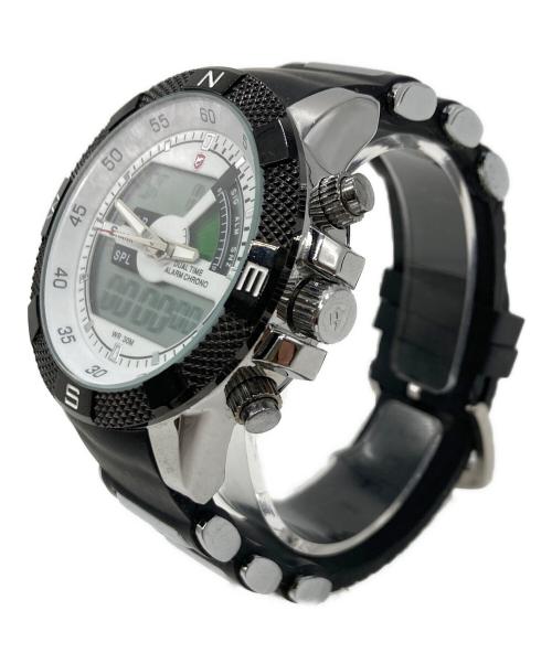 SHARK（シャーク）Shark (シャーク) Mens Alarm LCD Dual Time Chronograph Black Army Military Sport Wrist Watch ホワイトの古着・服飾アイテム