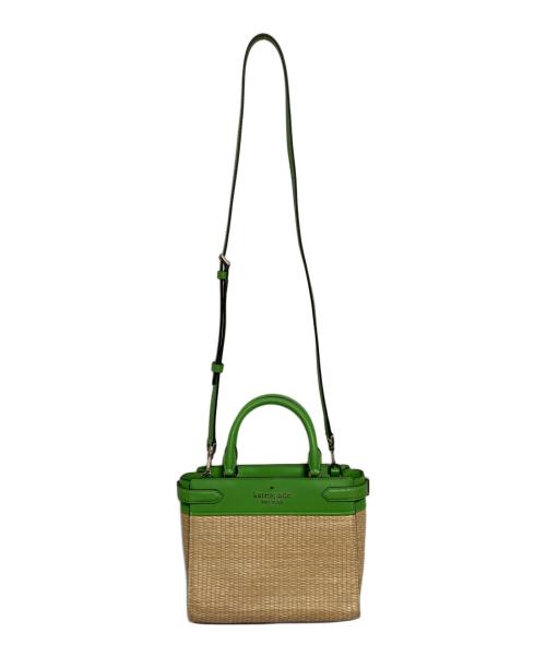 Kate Spade（ケイトスペード）Kate Spade (ケイトスペード) ステイシー ストロー スモール サッチェル グリーンの古着・服飾アイテム
