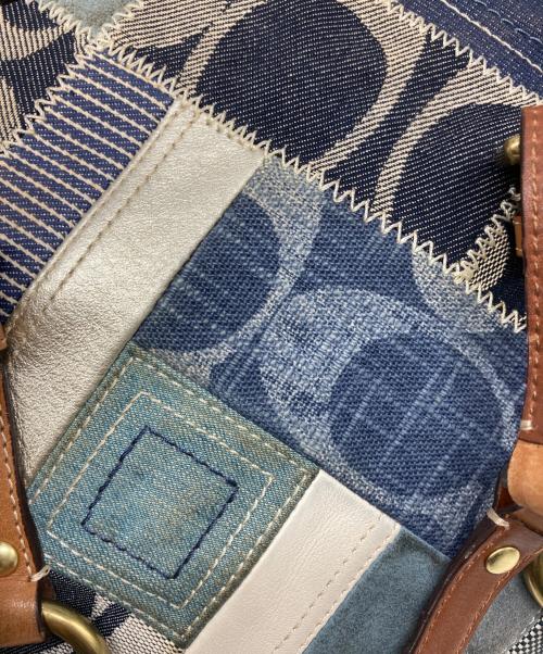 COACH（コーチ）COACH (コーチ) パッチワークトートバッグ ベージュ×ネイビーの古着・服飾アイテム