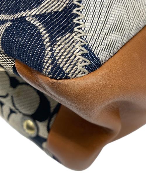 COACH（コーチ）COACH (コーチ) パッチワークトートバッグ ベージュ×ネイビーの古着・服飾アイテム