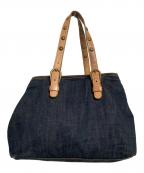 MIU MIUミュウミュウ）の古着「スタッズデニムトートバッグ」｜インディゴ