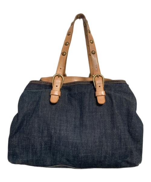 MIU MIU（ミュウミュウ）MIU MIU (ミュウミュウ) スタッズデニムトートバッグ インディゴの古着・服飾アイテム