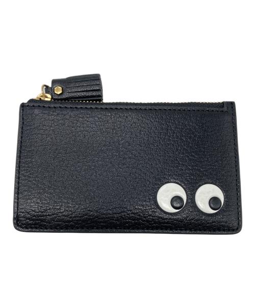 ANYA HINDMARCH（アニヤ・ハインドマーチ）ANYA HINDMARCH (アニヤ・ハインドマーチ) Eyes Zipped Card Case ブラックの古着・服飾アイテム