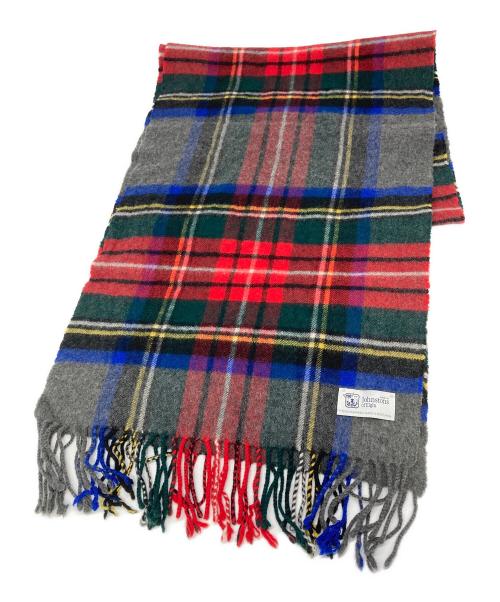 JOHNSTONS OF ELGIN（ジョンストンズオブエルガン）JOHNSTONS OF ELGIN (ジョンストンズオブエルガン) カシミヤマフラー グレー×レッドの古着・服飾アイテム