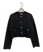 uncraveアンクレイヴ）の古着「ウールナイロン ジャガード ニットジャケット」｜ネイビー