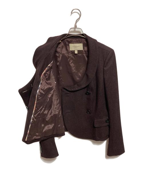 BURBERRY LONDON（バーバリーロンドン）BURBERRY LONDON (バーバリーロンドン) アンゴラカシミヤ混ダブルジャケット ブラウン サイズ:UK10の古着・服飾アイテム