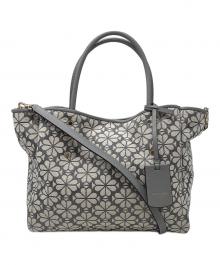 Kate Spade（ケイトスペード）の古着「フラワージャガード 2wayトートバッグ」｜グレー×ベージュ