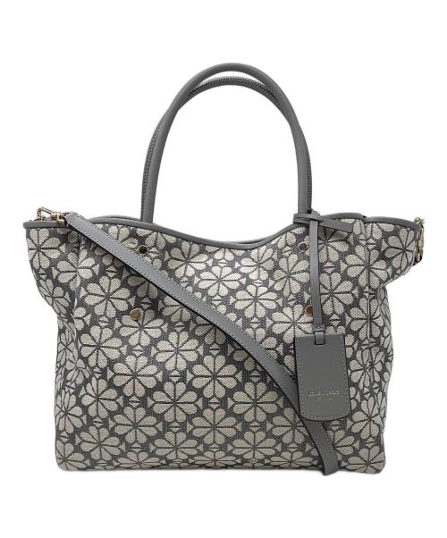 Kate Spade（ケイトスペード）Kate Spade (ケイトスペード) フラワージャガード 2wayトートバッグ グレー×ベージュの古着・服飾アイテム