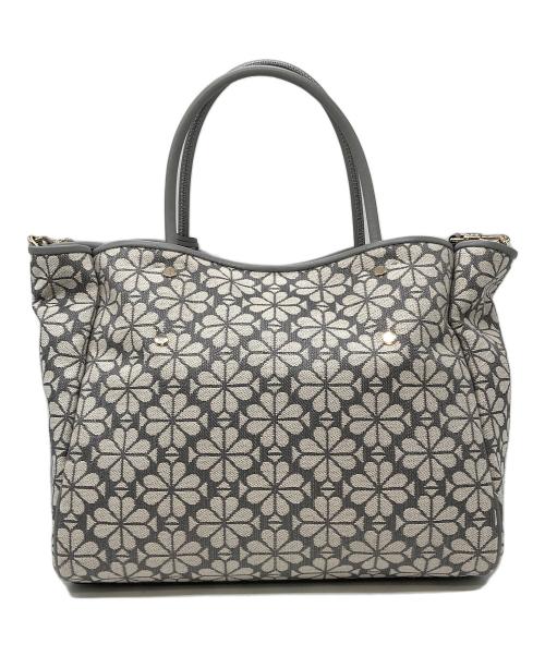 Kate Spade（ケイトスペード）Kate Spade (ケイトスペード) フラワージャガード 2wayトートバッグ グレー×ベージュの古着・服飾アイテム