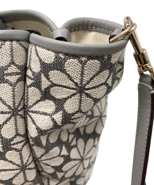 Kate Spade（ケイトスペード）Kate Spade (ケイトスペード) フラワージャガード 2wayトートバッグ グレー×ベージュの古着・服飾アイテム