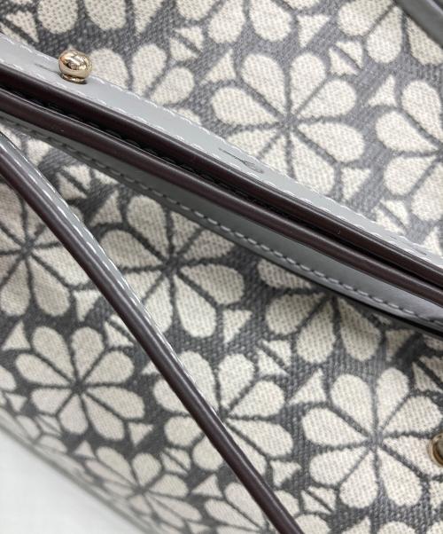 Kate Spade（ケイトスペード）Kate Spade (ケイトスペード) フラワージャガード 2wayトートバッグ グレー×ベージュの古着・服飾アイテム