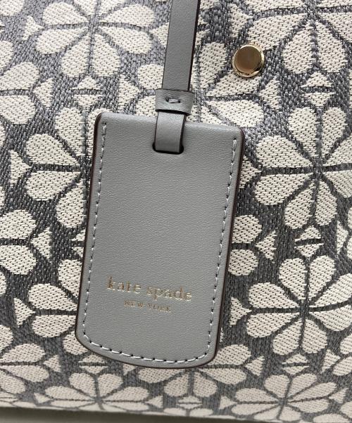 Kate Spade（ケイトスペード）Kate Spade (ケイトスペード) フラワージャガード 2wayトートバッグ グレー×ベージュの古着・服飾アイテム