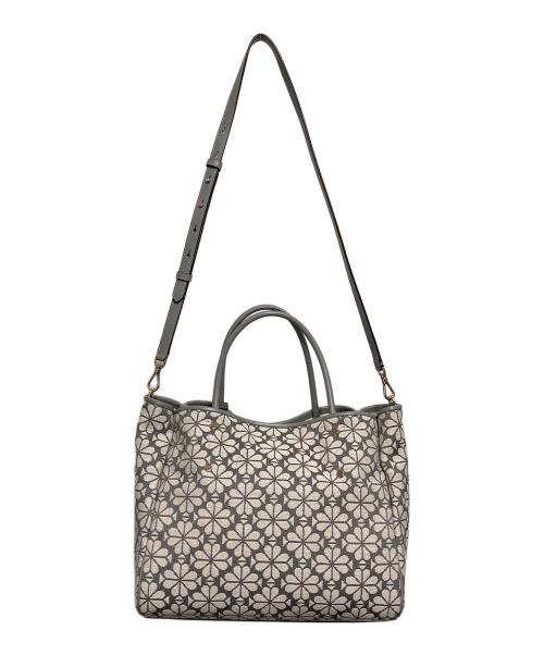 Kate Spade（ケイトスペード）Kate Spade (ケイトスペード) フラワージャガード 2wayトートバッグ グレー×ベージュの古着・服飾アイテム